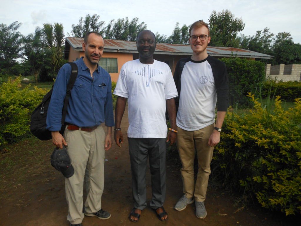 Andrew Ellison and Greg Imberty with Headteacher of ICSS Tetrefu.
